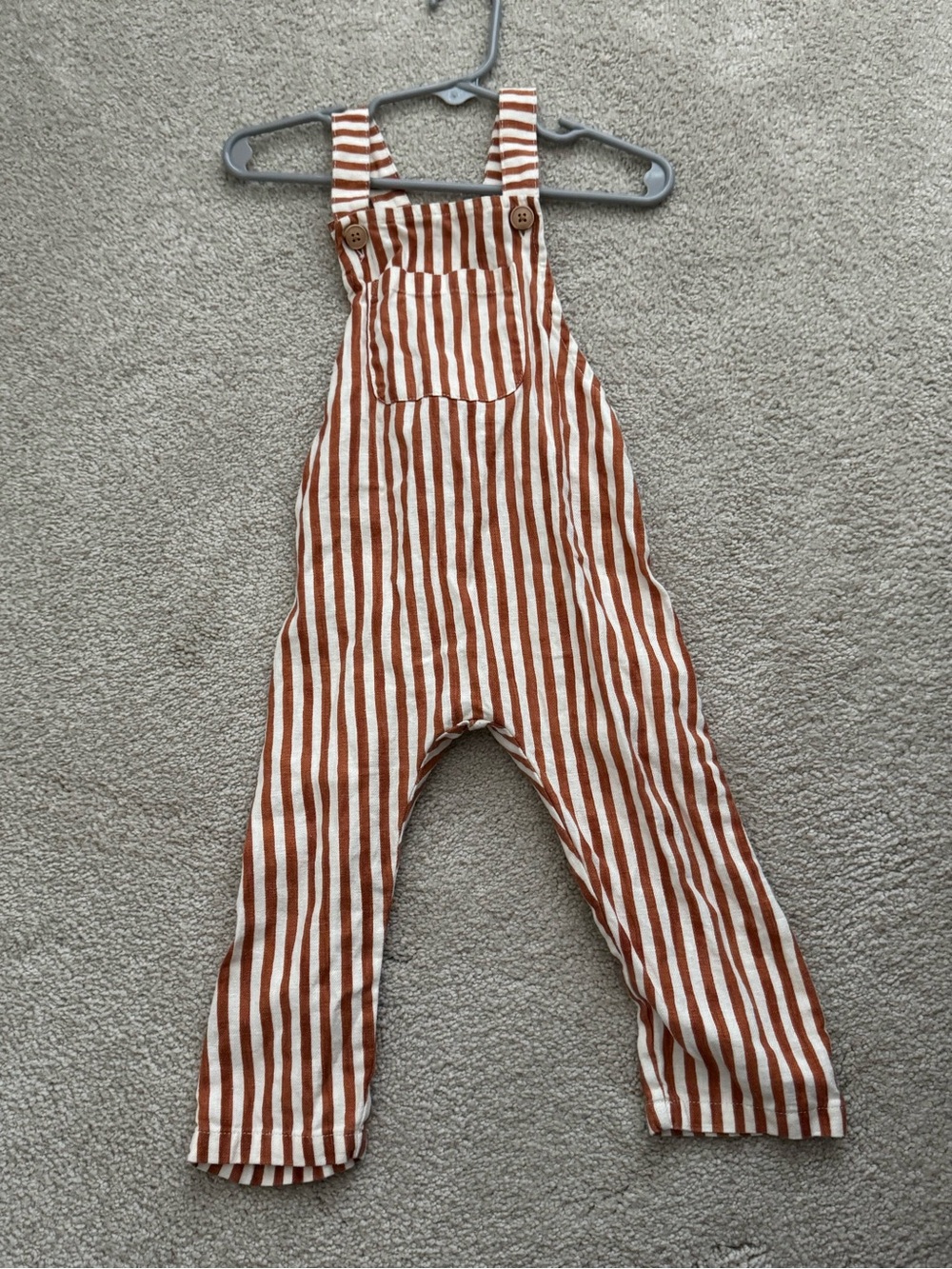 Zara Striped Rust and White Kids Overalls